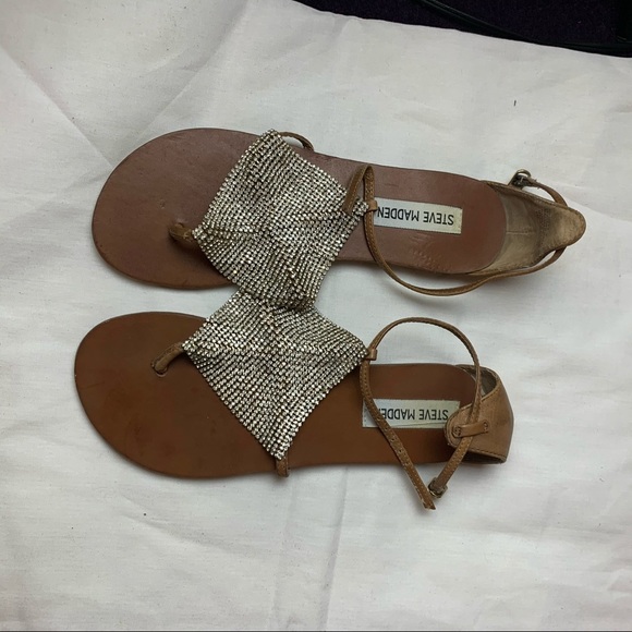 steve madden jeweled tan sandals - Picture 1 of 5
